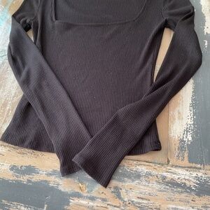 Leith long sleeve black top